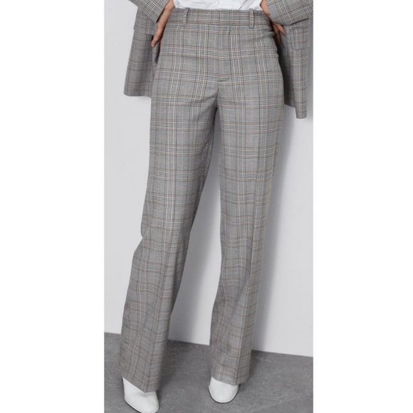 NWT Zara Gray Wide Leg Plaid Pants - Picture 2 of 4